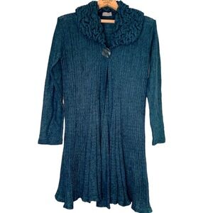 Per Una Italy Teal Long Knit Wool/Mohair/Acrylic Blend Cardigan, Size M